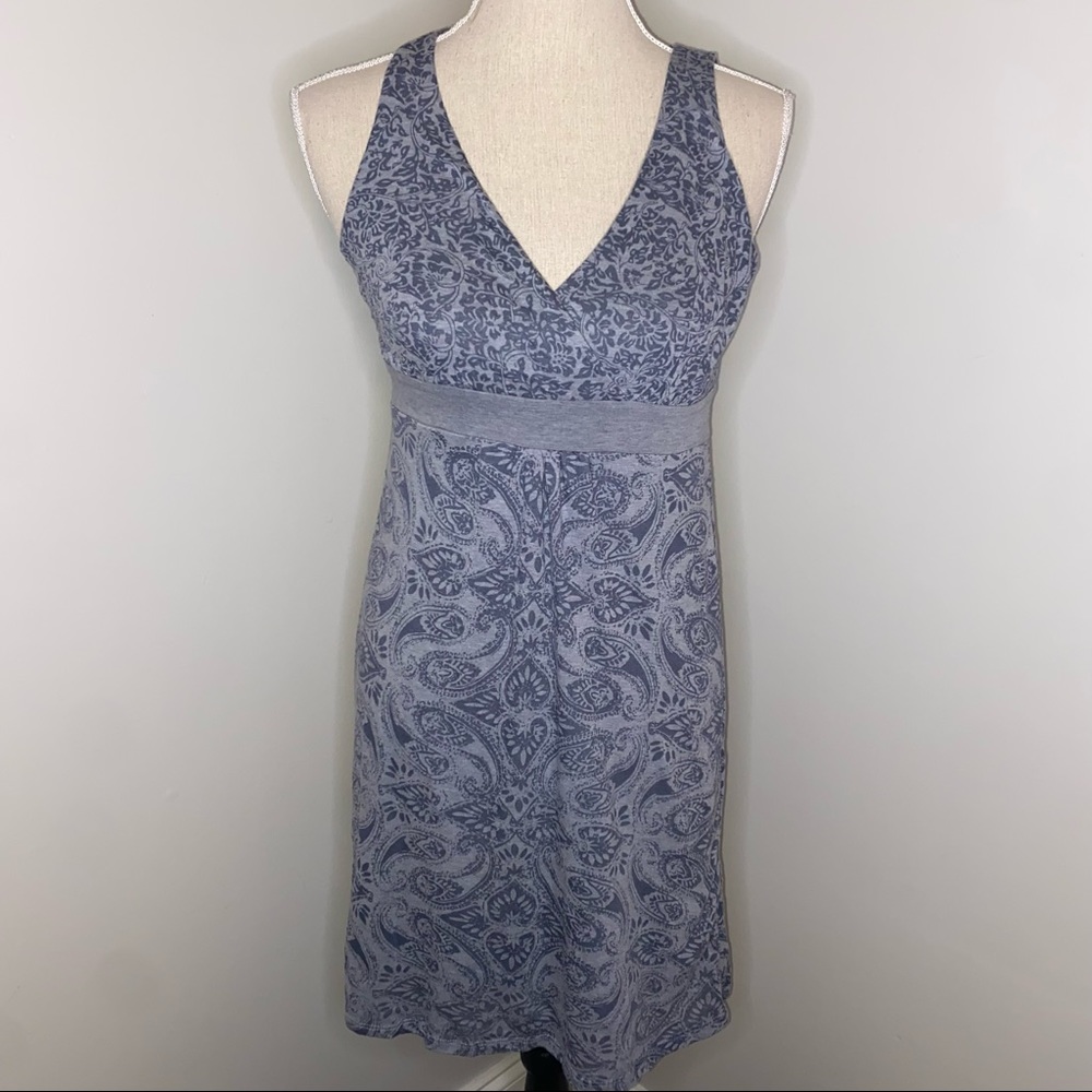 Athleta sleeveless paisley & floral gray burnout knit dress size XS